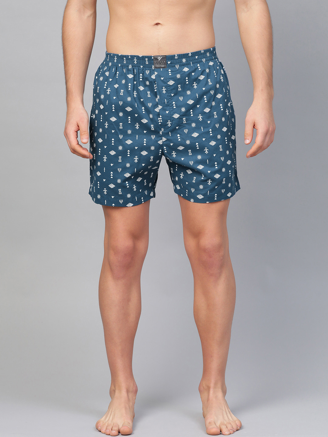 

Hubberholme Men Printed Pure Cotton Boxers, Navy blue
