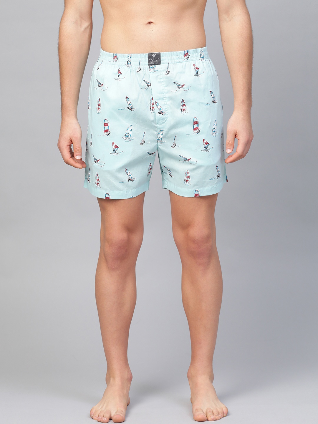 

Hubberholme Men Mid-Rise Printed Pure Cotton Boxers 1508, Blue