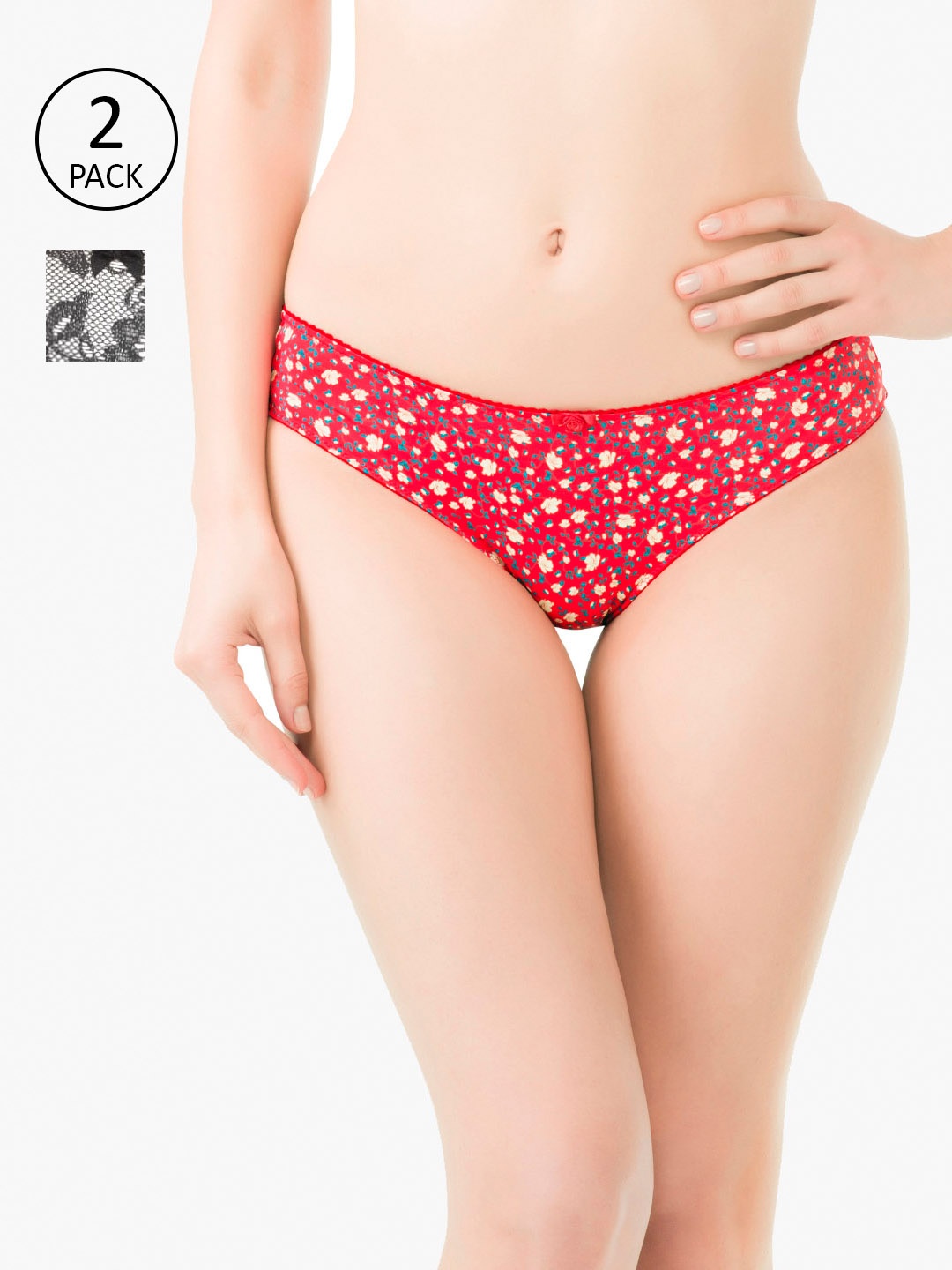 

Amante Women Pack of 2 Floral Bikini Briefs, Black
