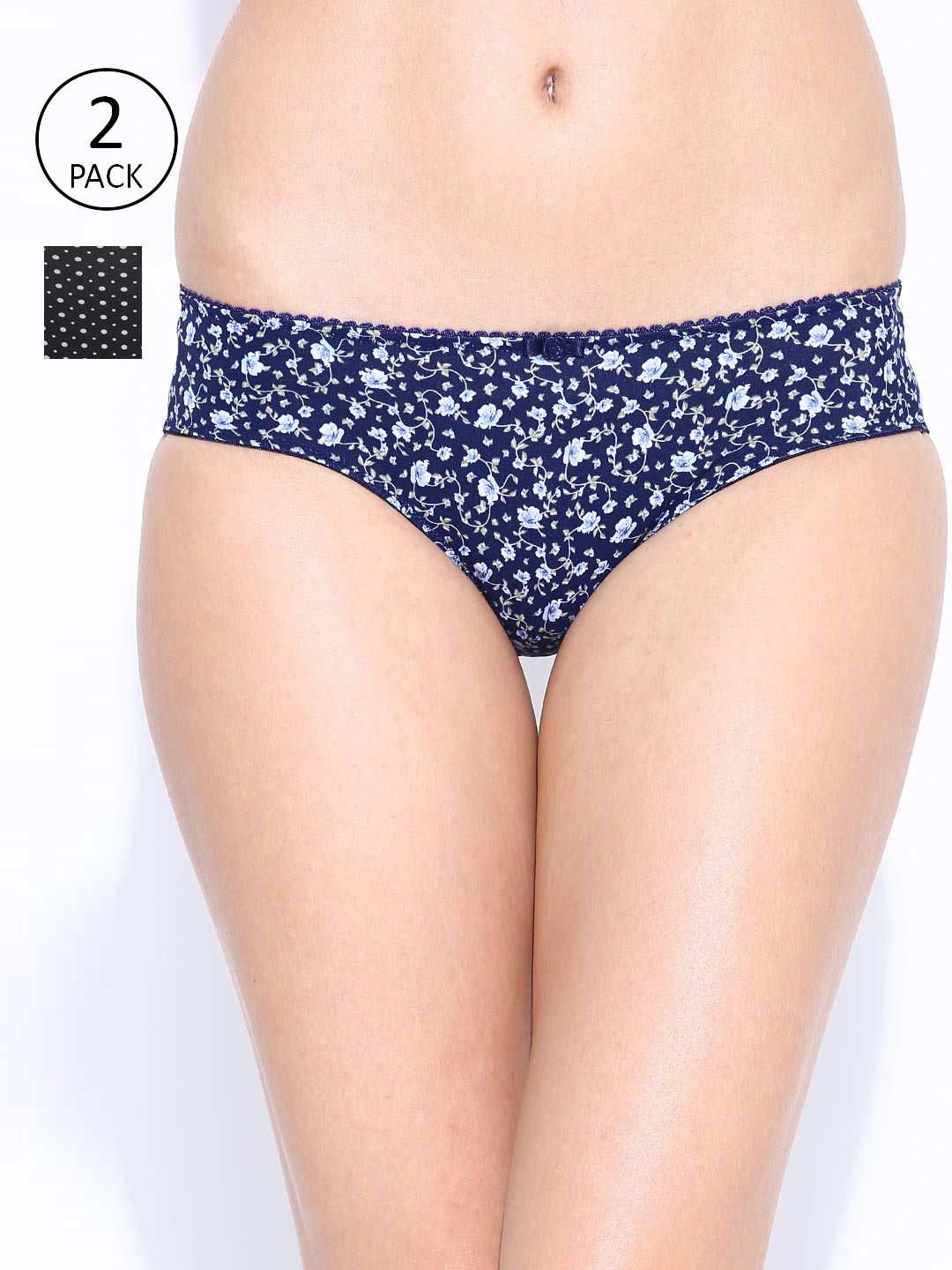 

Amante Women Pack of 2 Printed Briefs, Navy blue