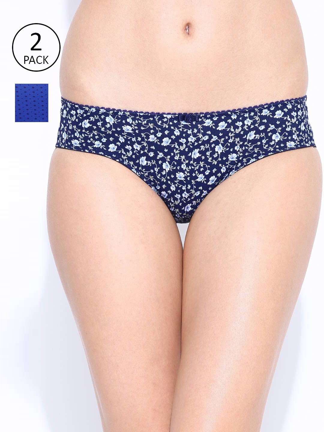 

Amante Women Pack of 2 Printed Briefs, Navy blue