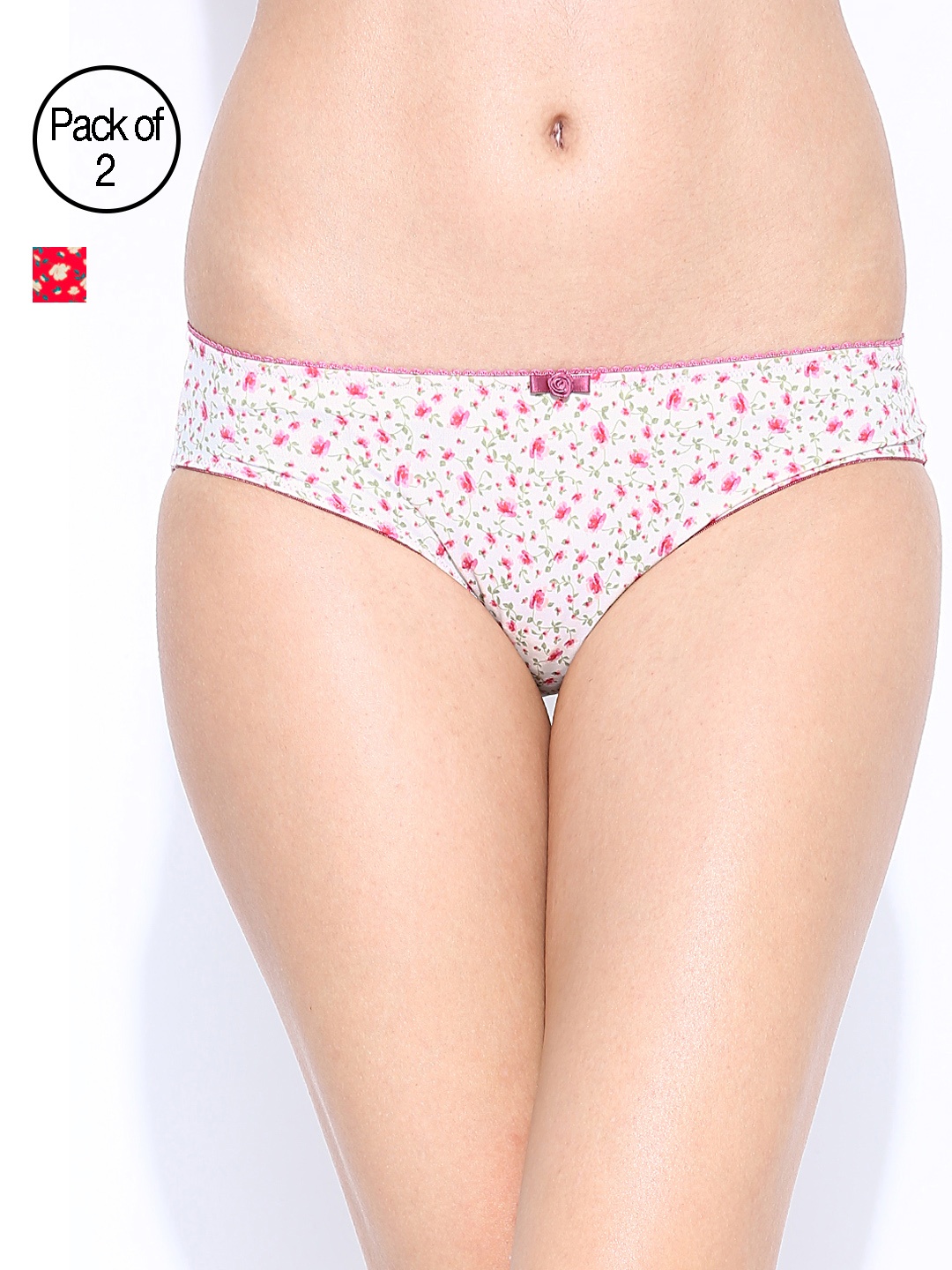 

Amante Women Pack of 2 Floral Print Basic Briefs, White