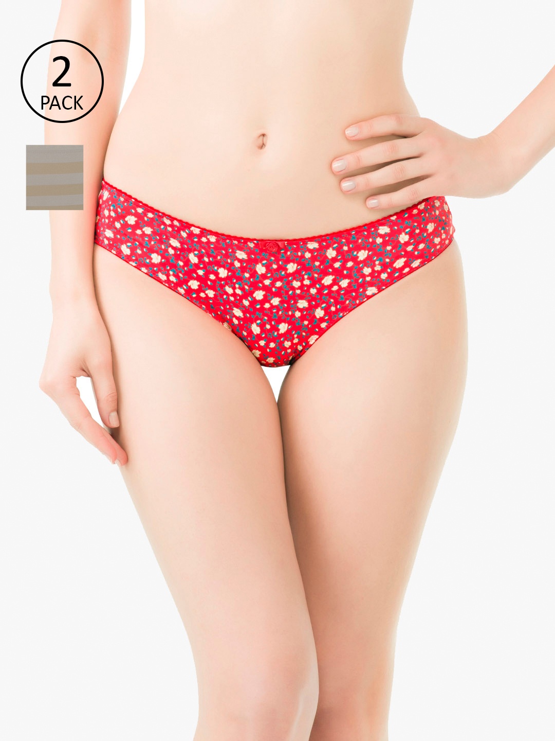 

Amante Women Pack of 2 Printed Bikini Briefs, Red