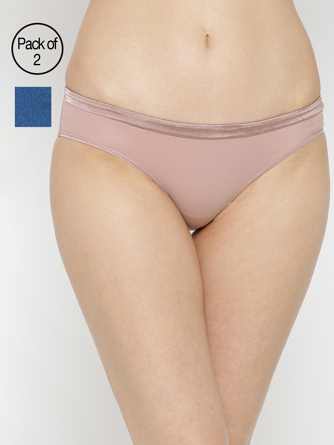 

Amante Women Pack of 2 Solid Bikini Briefs, Pink