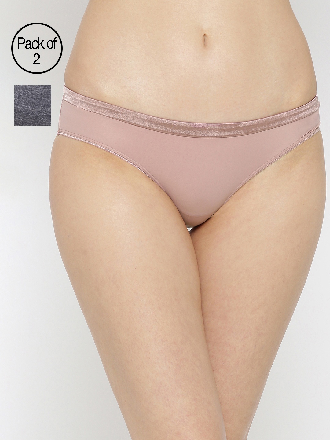 

Amante Women Pack of 2 Solid Bikini Briefs, Pink