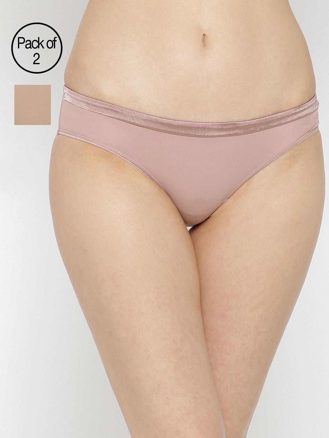 

Amante Women Pack of 2 Solid Bikini Briefs, Pink