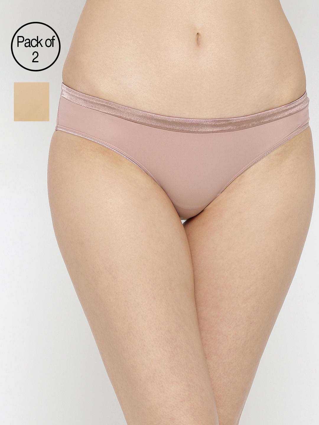 

Amante Women Pack of 2 Solid Briefs, Pink