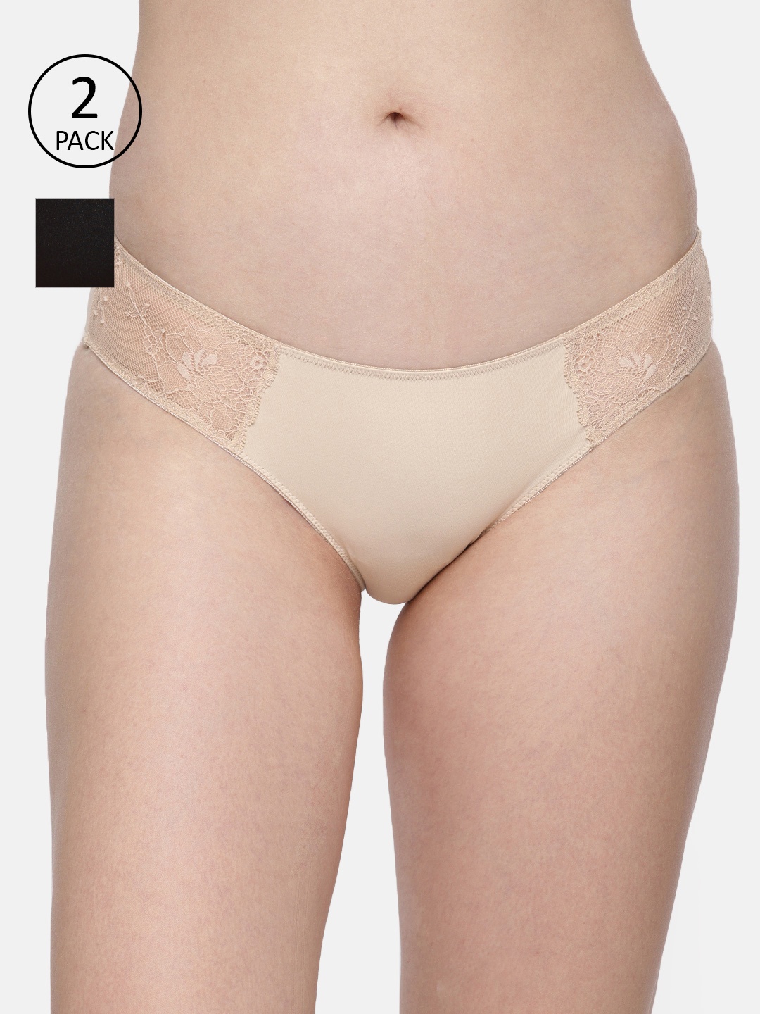 

Amante Women Pack of 2 Solid Briefs, Black