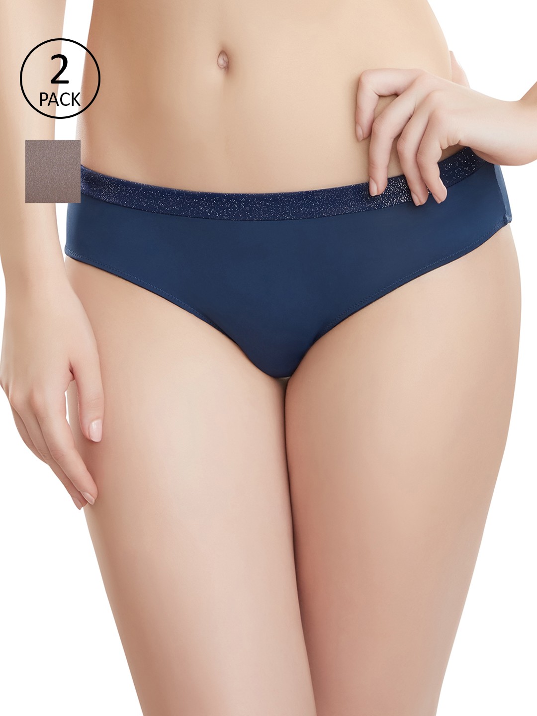 

Amante Women Pack of 2 Solid Briefs, Navy blue