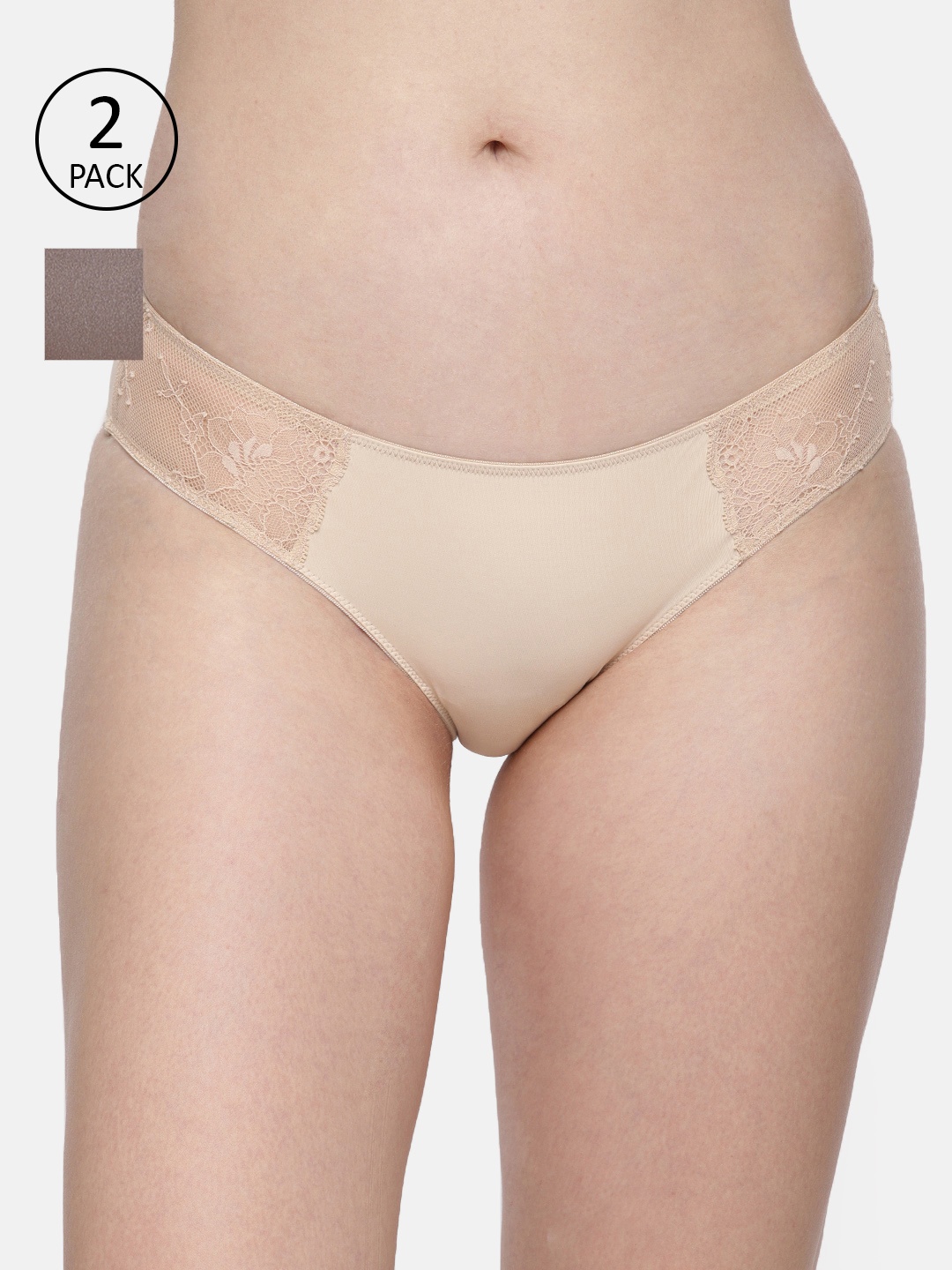 

Amante Women Pack Of 2 Solid Briefs, Taupe