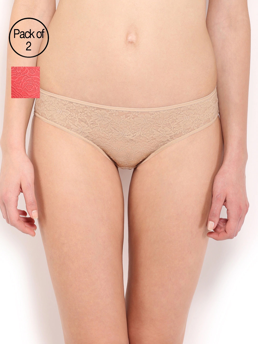 

Amante Women Pack of 2 Lace Briefs, Nude