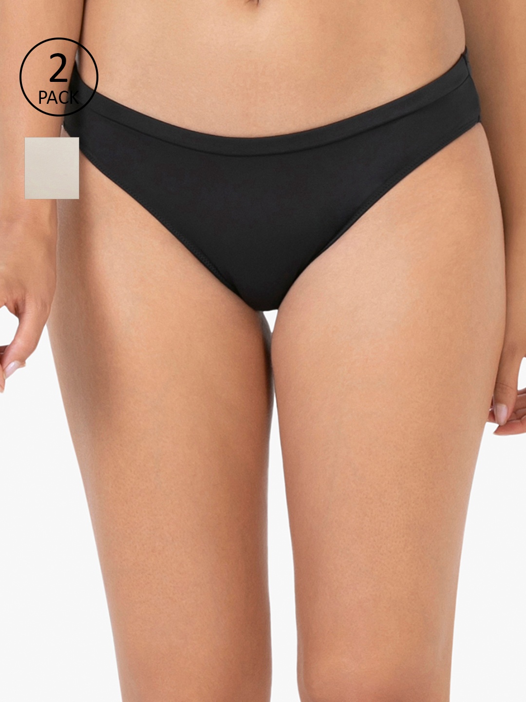 

Amante Women Pack of 2 Solid Briefs, Black