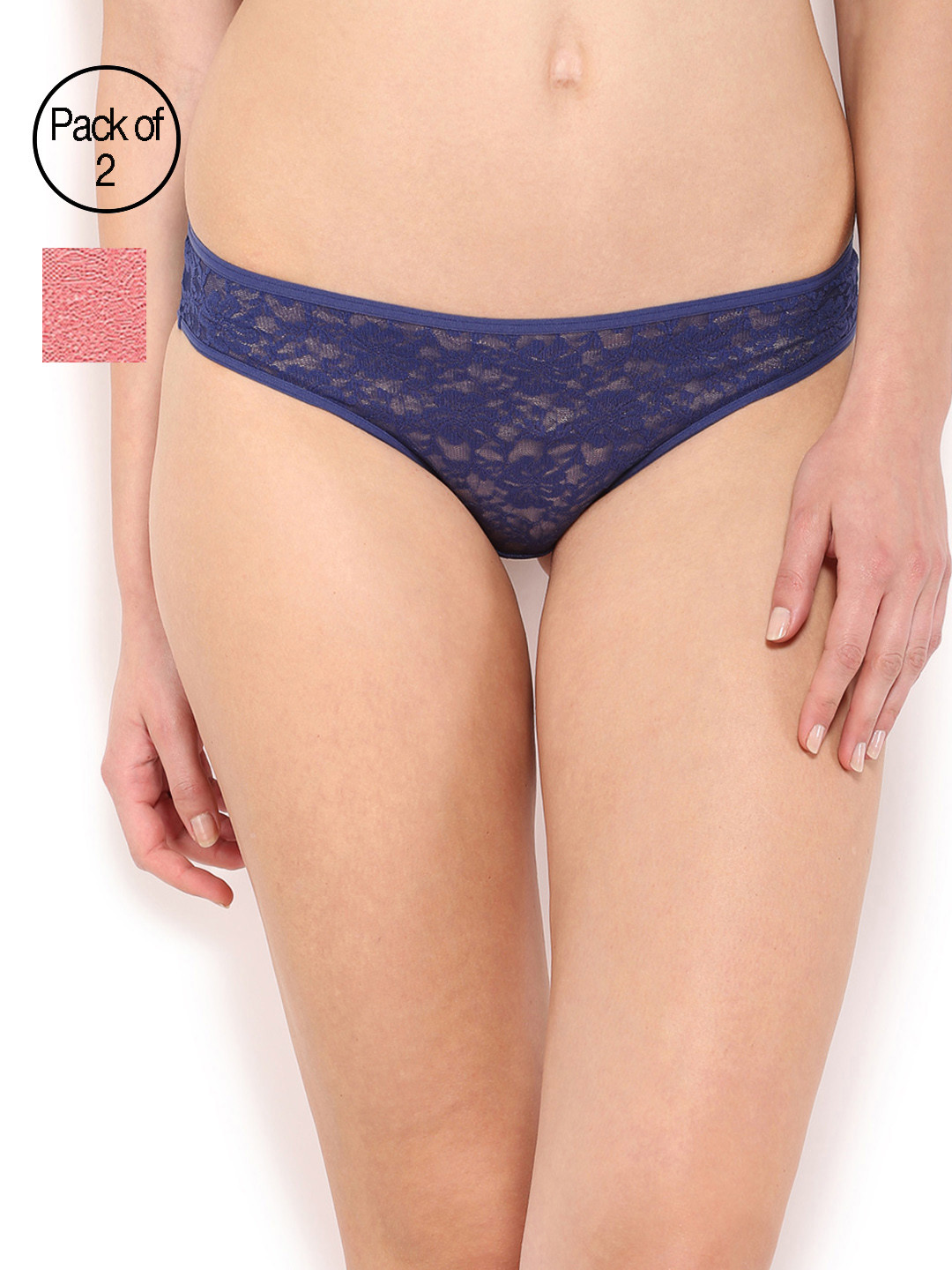 

Amante Women Pack of 2 Lace Briefs, Navy blue
