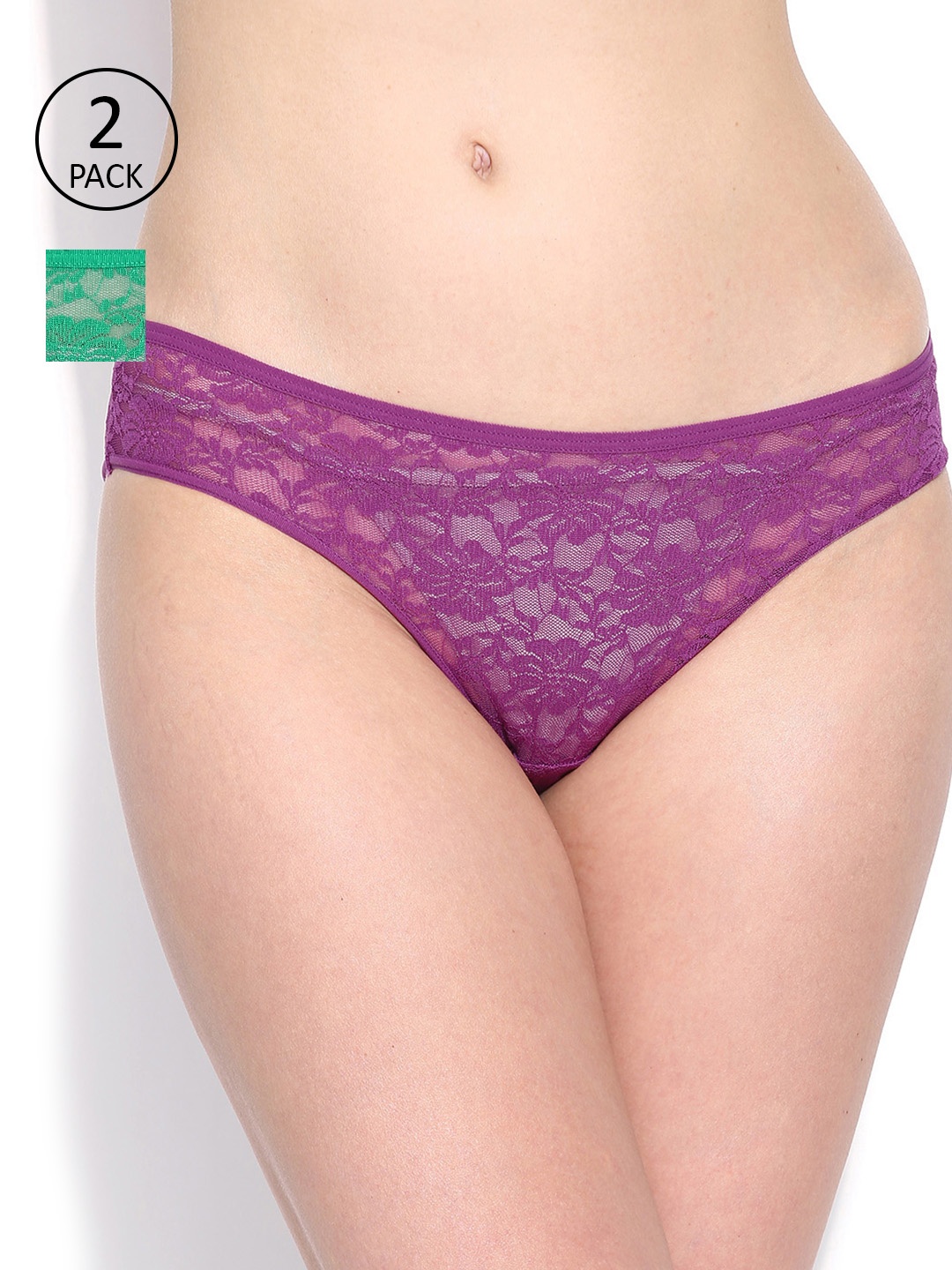 

Amante Women Pack of 2 Lace Briefs, Purple