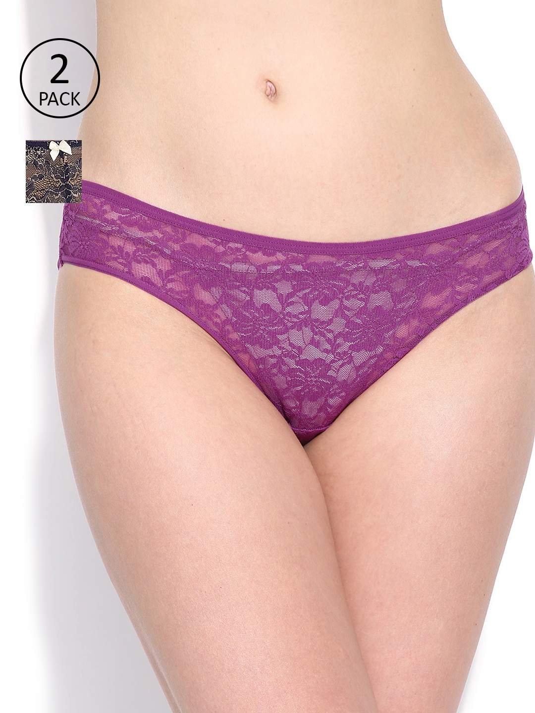 

Amante Women Pack of 2 Lace Briefs, Purple