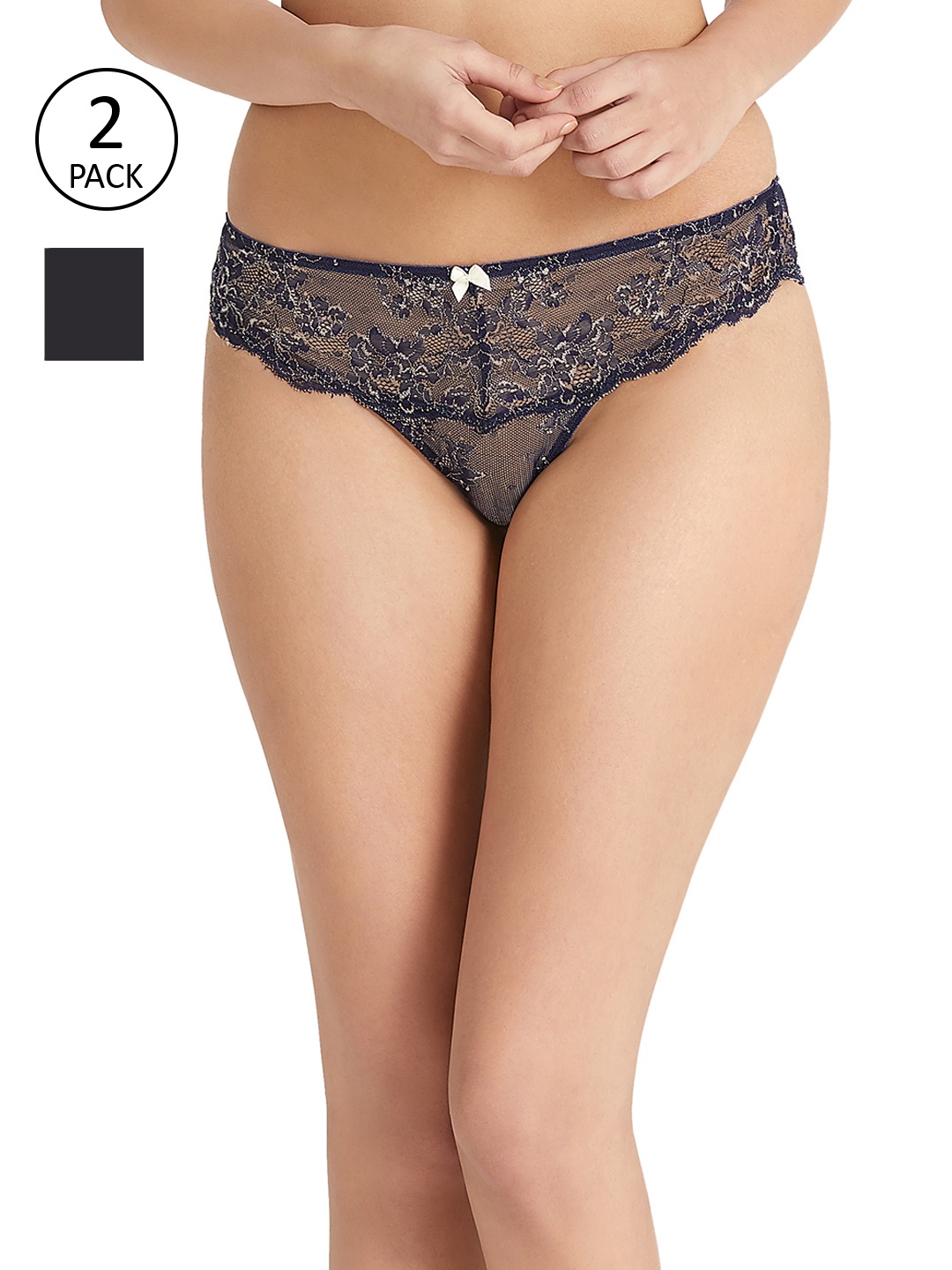 

Amante Women Navy Blue & Black Pack of 2 Briefs