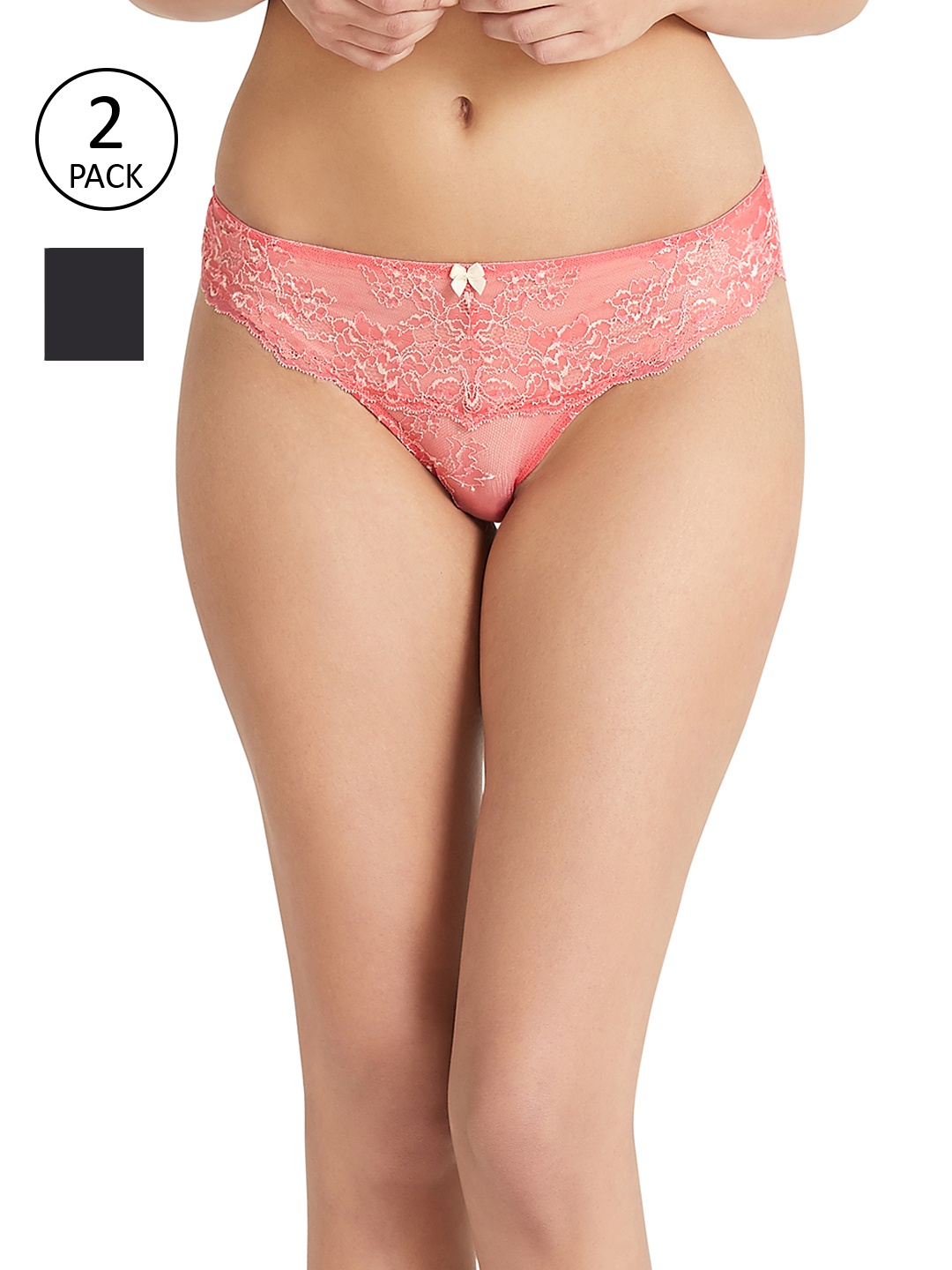 

Amante Women Coral & Black Pack of 2 Briefs