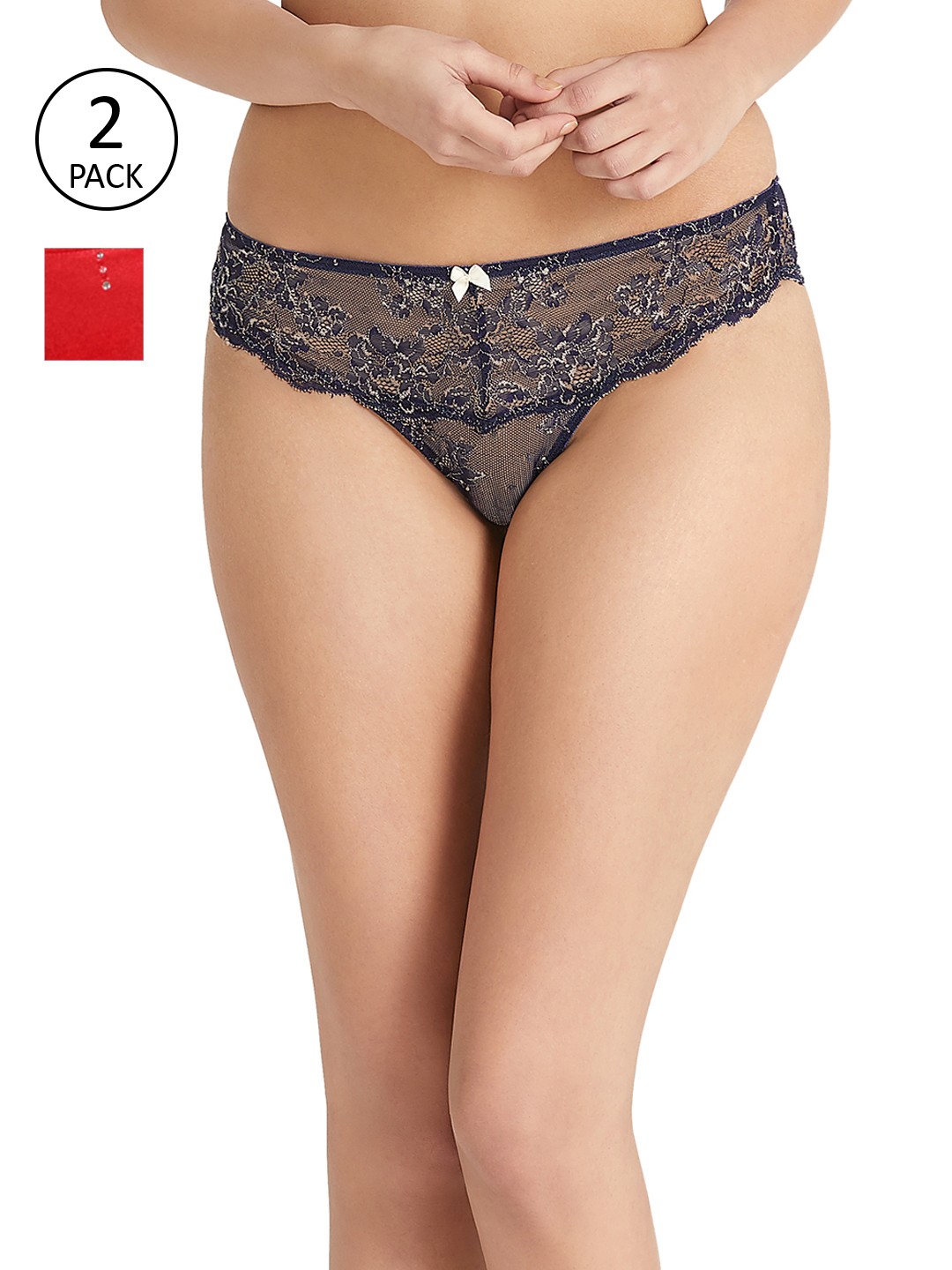 

Amante Women Pack of 2 Bikini Briefs, Navy blue