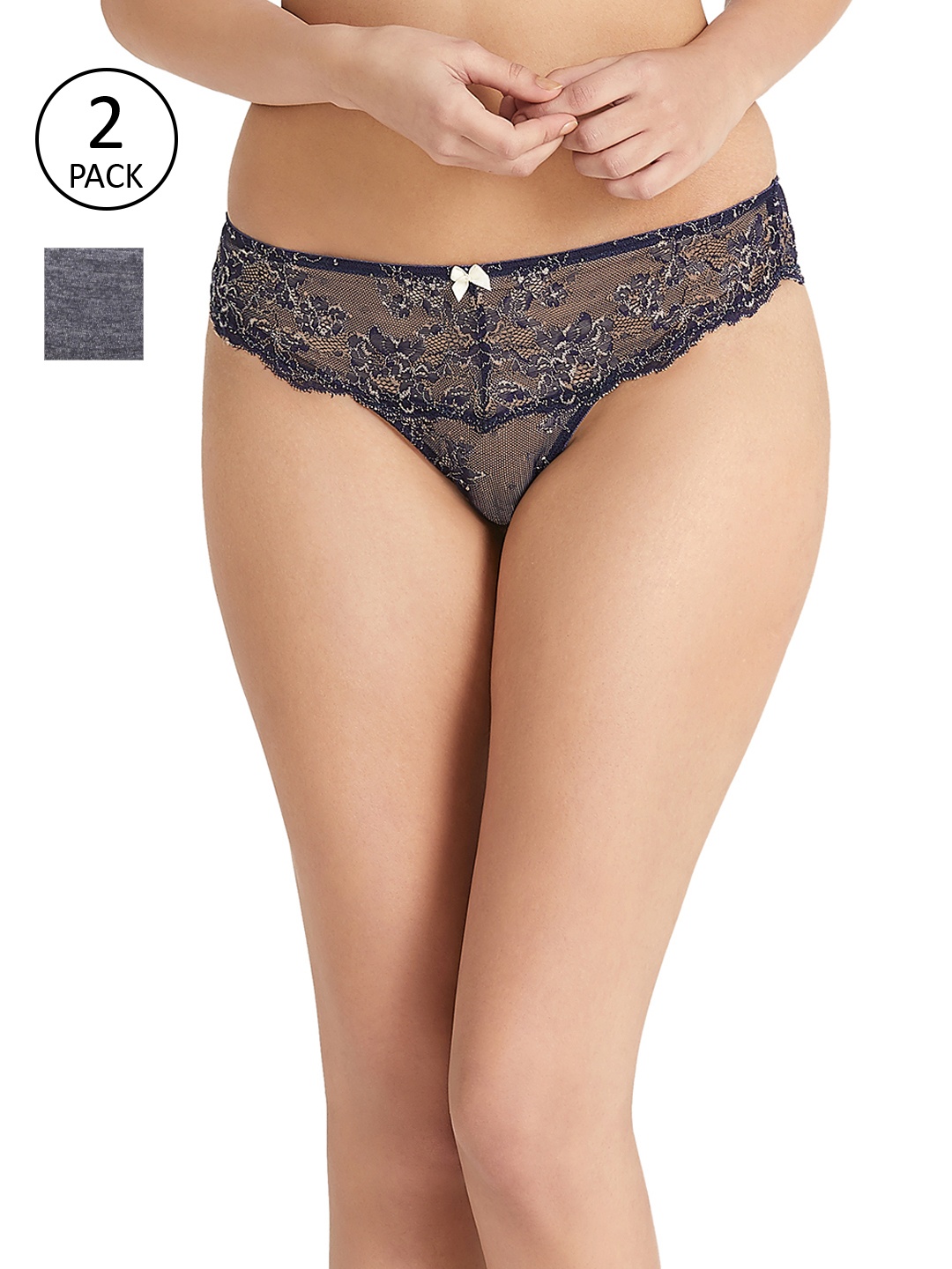 

Amante Women Pack of 2 Briefs, Navy blue