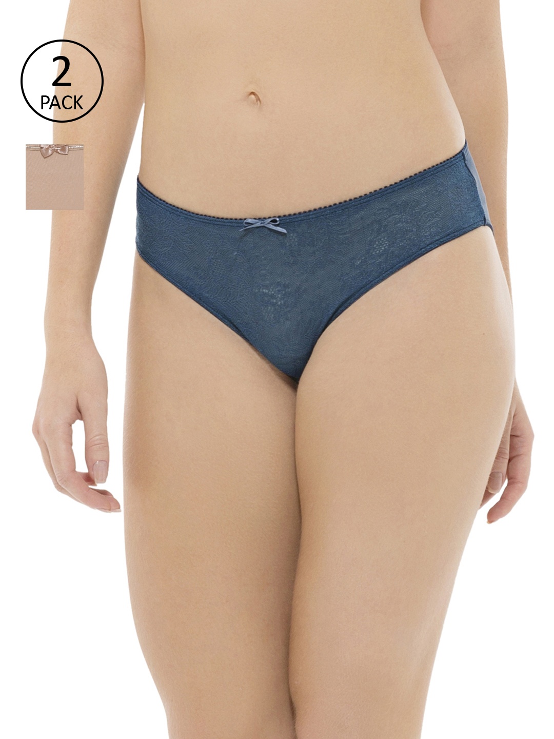 

Amante Women Pack of 2 Bikini Briefs, Navy blue