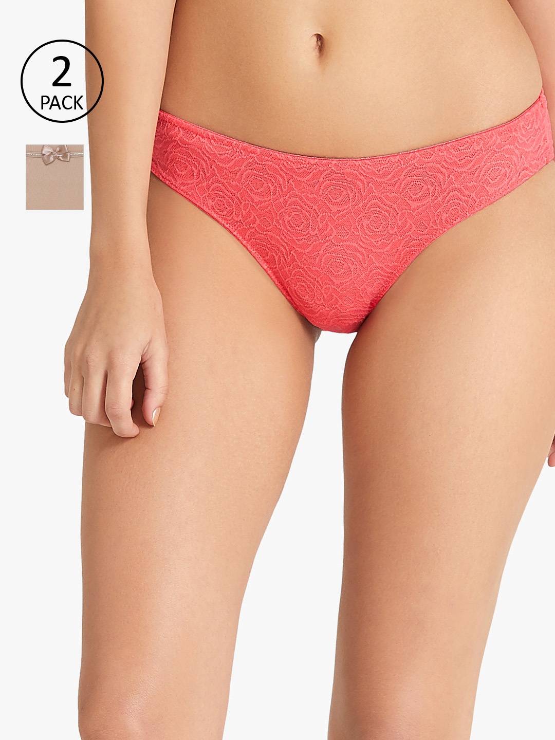 

Amante Women Pack of 2 Bikini Briefs, Coral