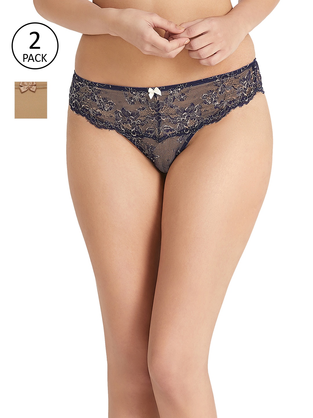 

Amante Women Pack of 2 Bikini Briefs, Navy blue