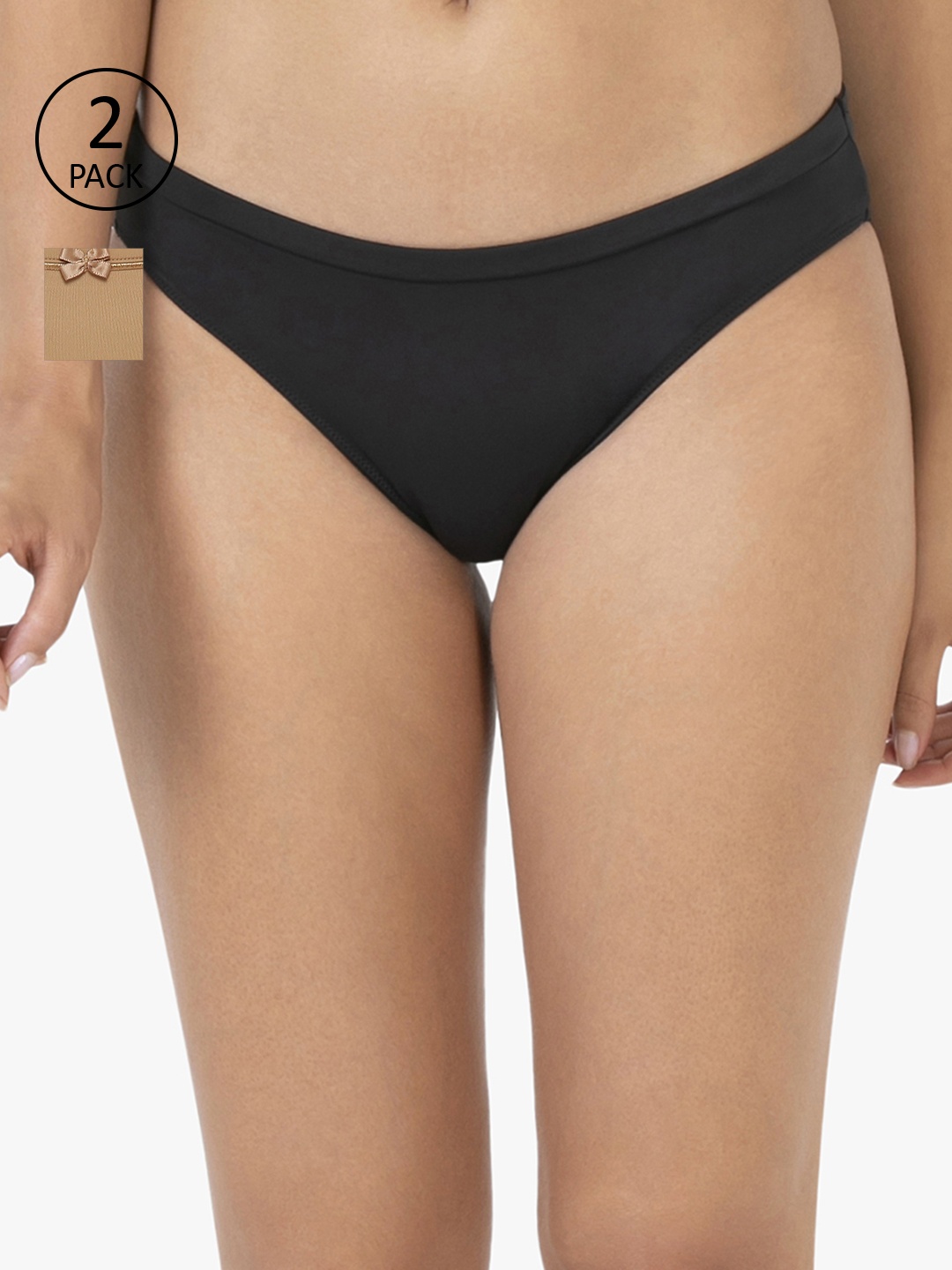 

Amante Women Pack of 2 Solid Bikini Briefs, Black