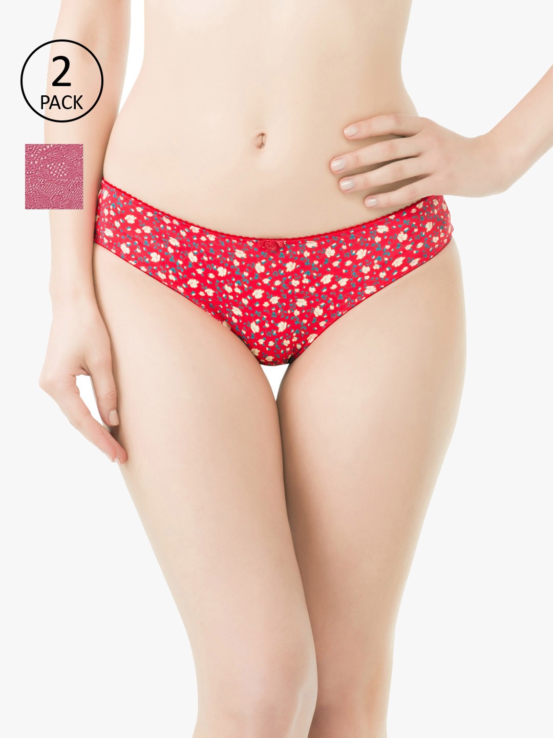 

Amante Women Pack of 2 Floral Briefs, Red