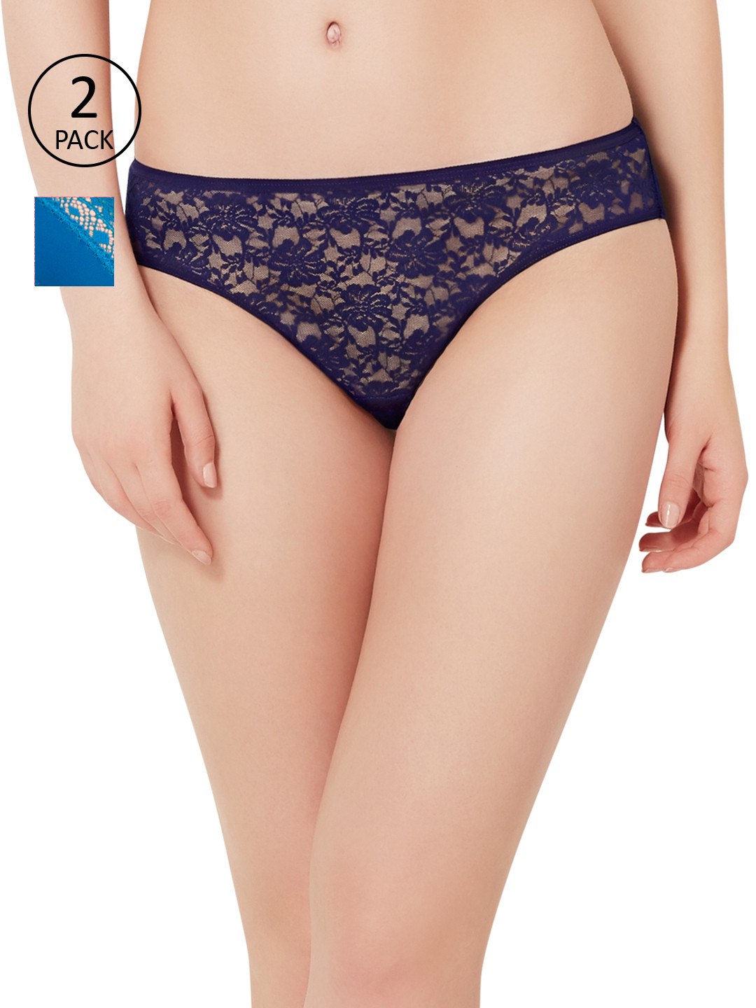 

Amante Women Pack of 2 Blue Lace Briefs