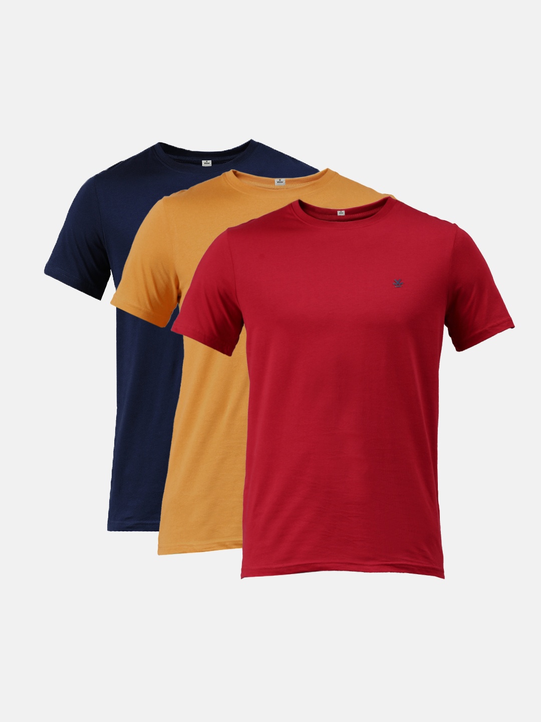 

WROGN Men Pack of 3 Solid Slim Fit Round Neck Pure Cotton T-shirts, Red