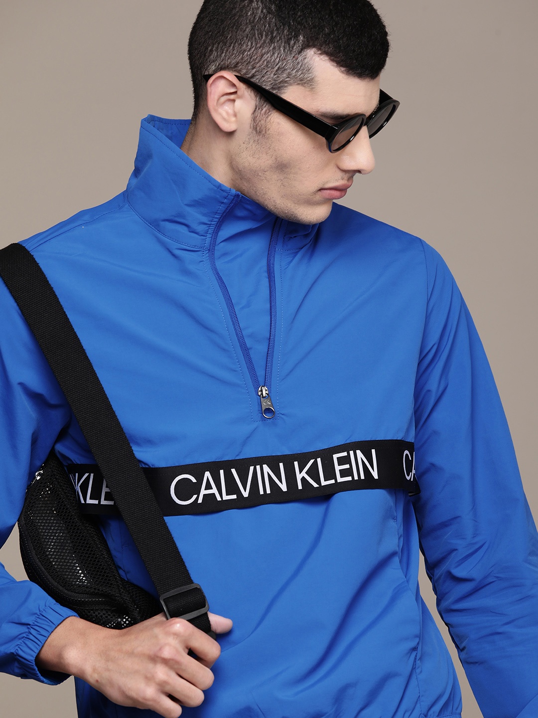 

Calvin Klein Jeans Men Blue Active Icon Printed Biker Windjacket