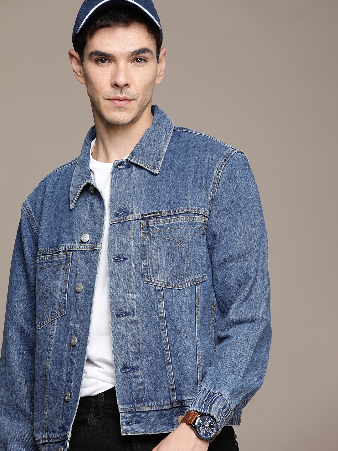 

Calvin Klein Jeans Men Blue OMEGA BOMBER Denim Jacket
