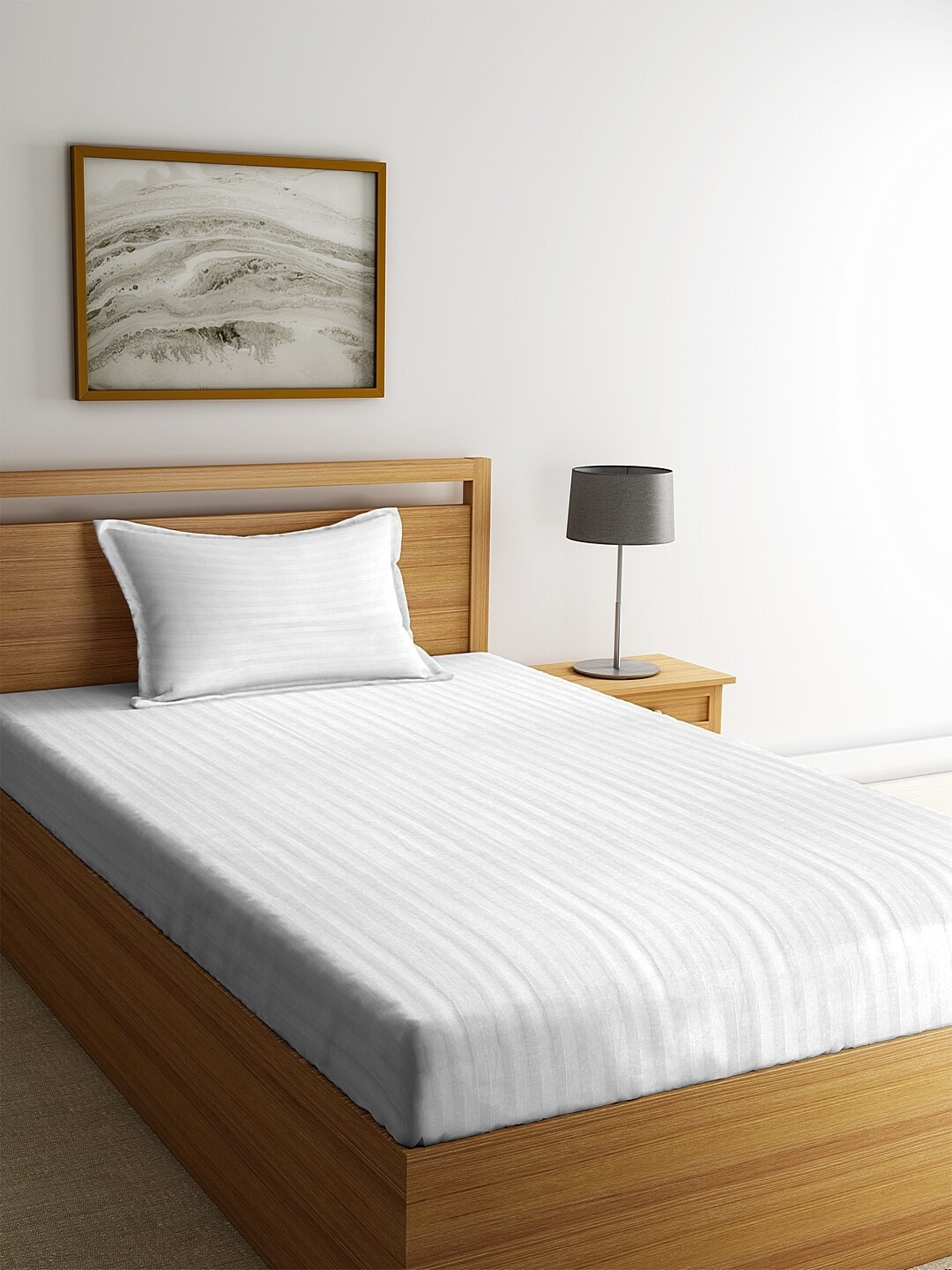 

HOSTA HOMES White Solid 260 TC Cotton 1 Single Bedsheet with 1 Pillow Covers
