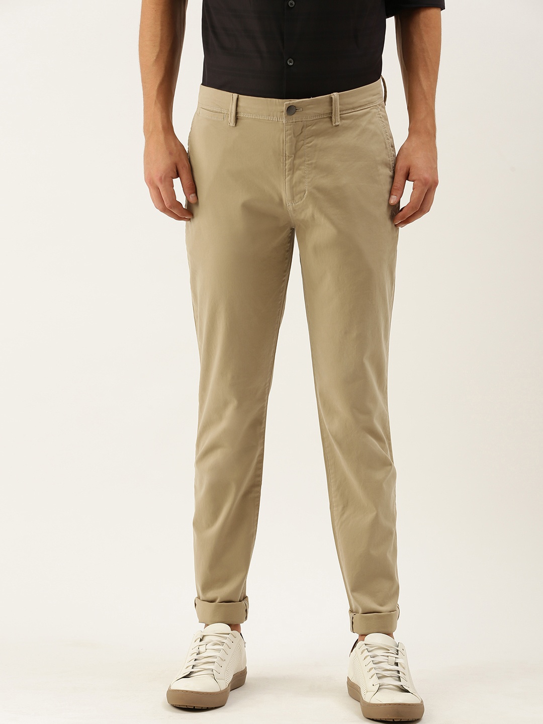 

Calvin Klein Jeans Men Beige Slim Fit Chinos Trousers