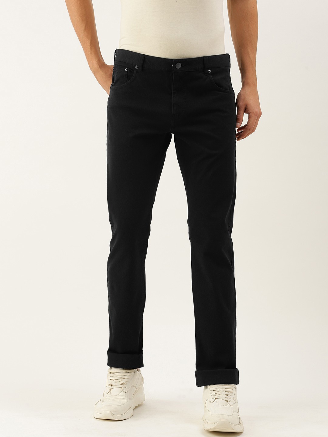 

Calvin Klein Jeans Men Black Slim Fit Regular Trousers