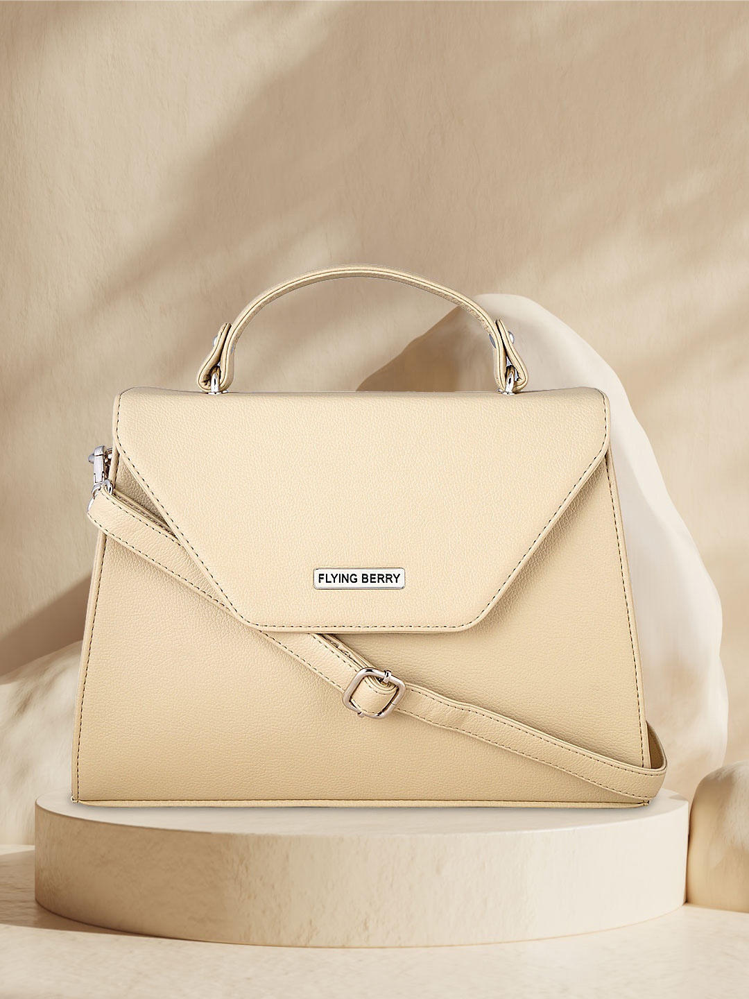 

FLYING BERRY Beige Solid Satchel Bag