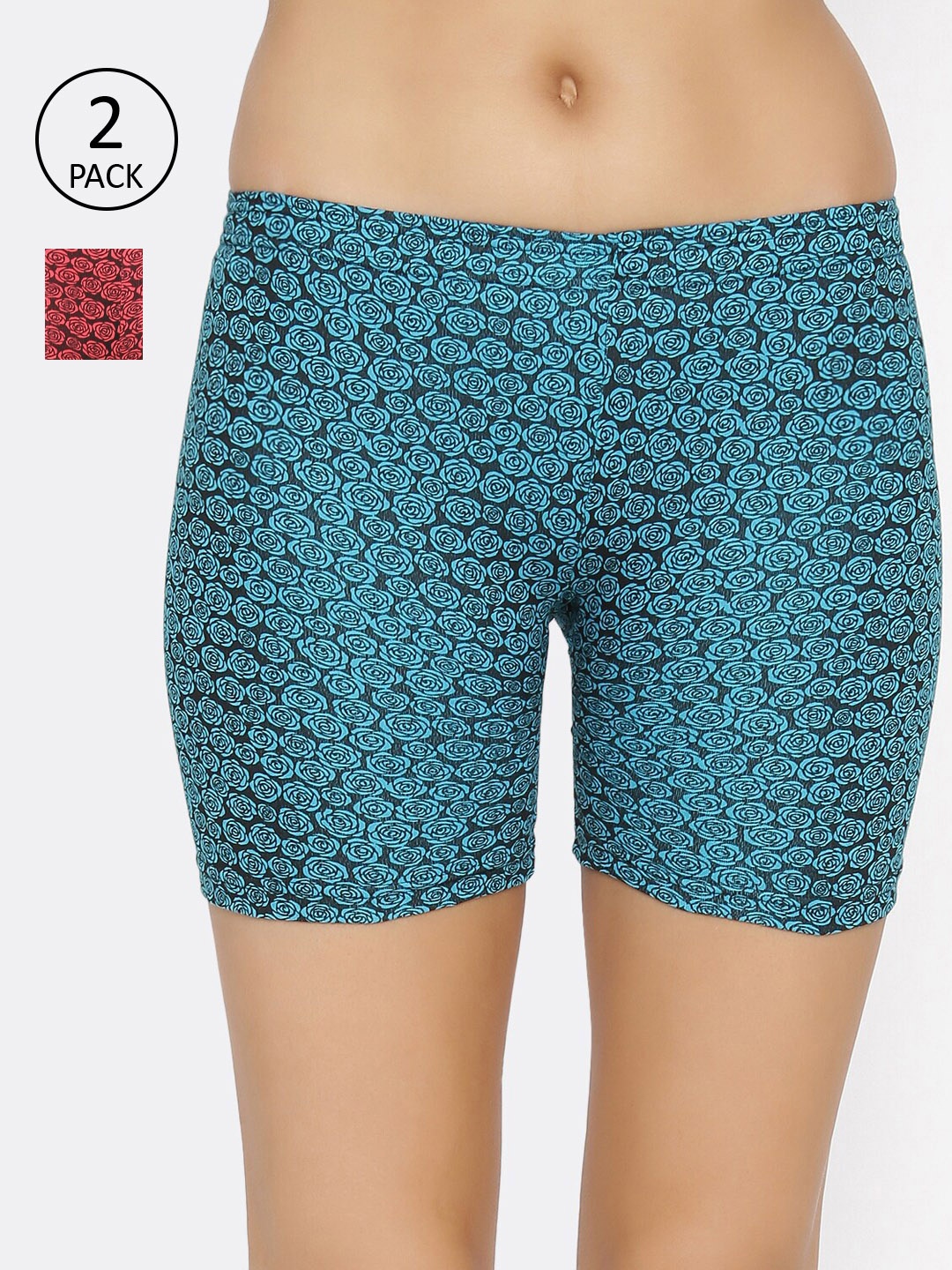 

Lady Lyka Women Pack Of 2 Printed Boy Shorts C-SHORT-PT, Maroon