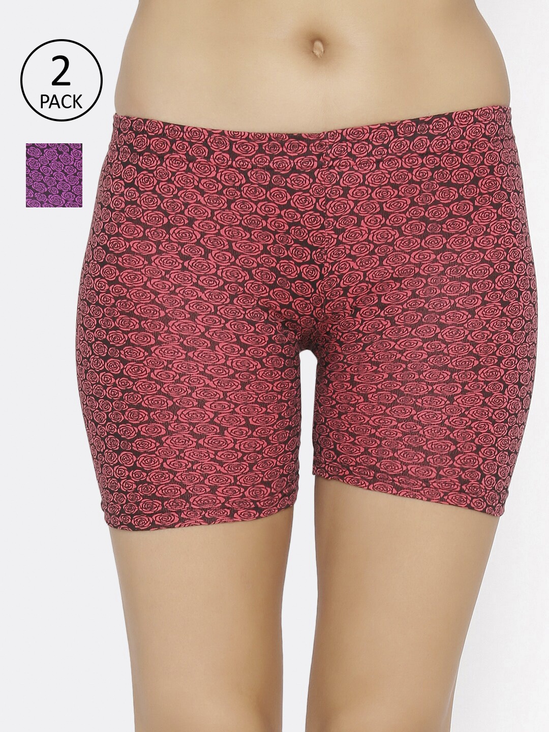

Lady Lyka Women Pack Of 2 Printed Boy Shorts C-SHORT-PT, Purple