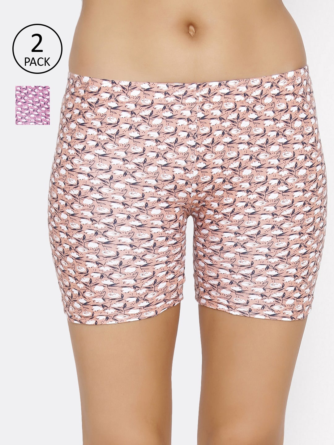 

Lady Lyka Women Pack Of 2 Printed Boy Shorts C-SHORT-PT-10-11, Purple