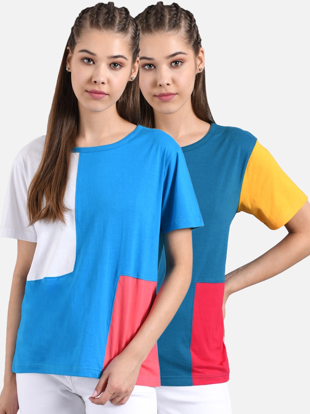 

Kotty Women Pack Of 2 Round Neck T-shirts, Multi