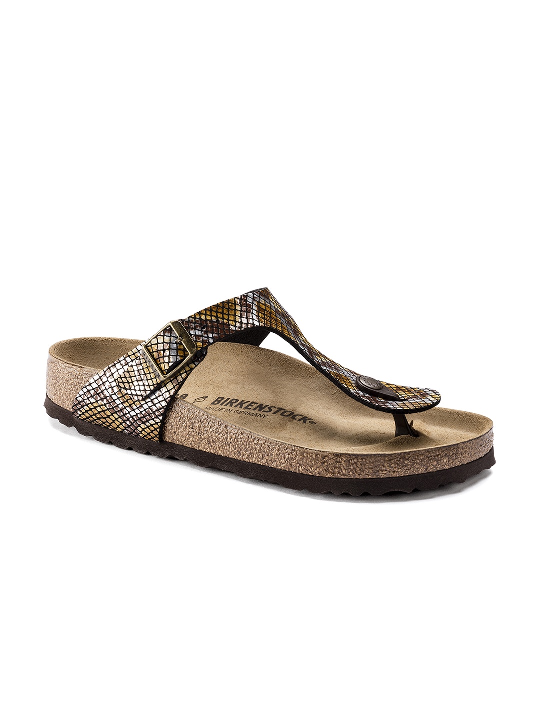 

Birkenstock Women Brown Textured Gizeh Regular Width Flats