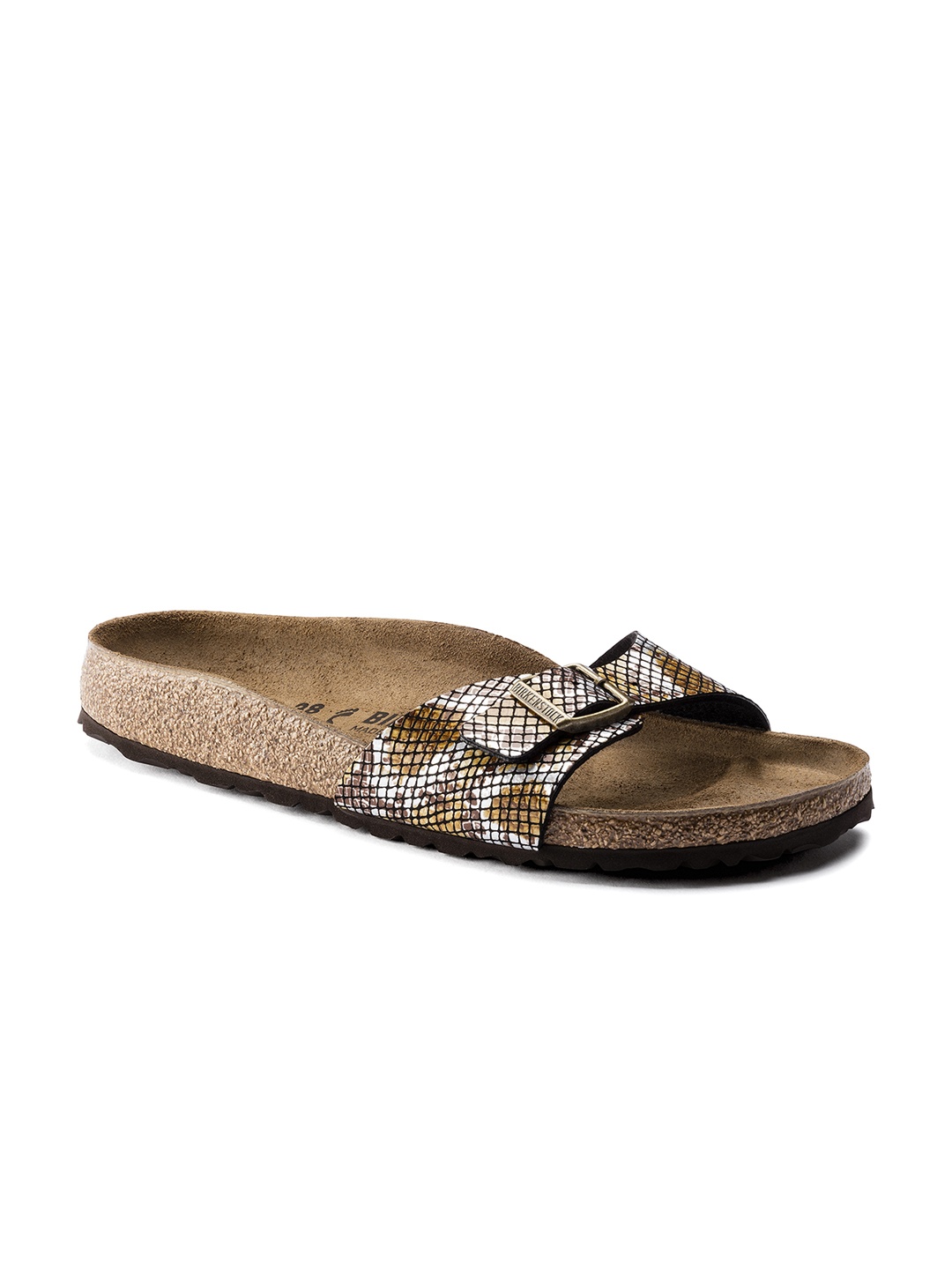

Birkenstock Women Brown & White Textured Madrid Narrow Width Flats