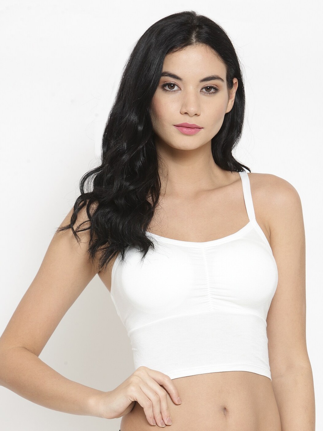 

Laceandme White Solid Non-Wired Lightly Padded Styled back bralette 6319