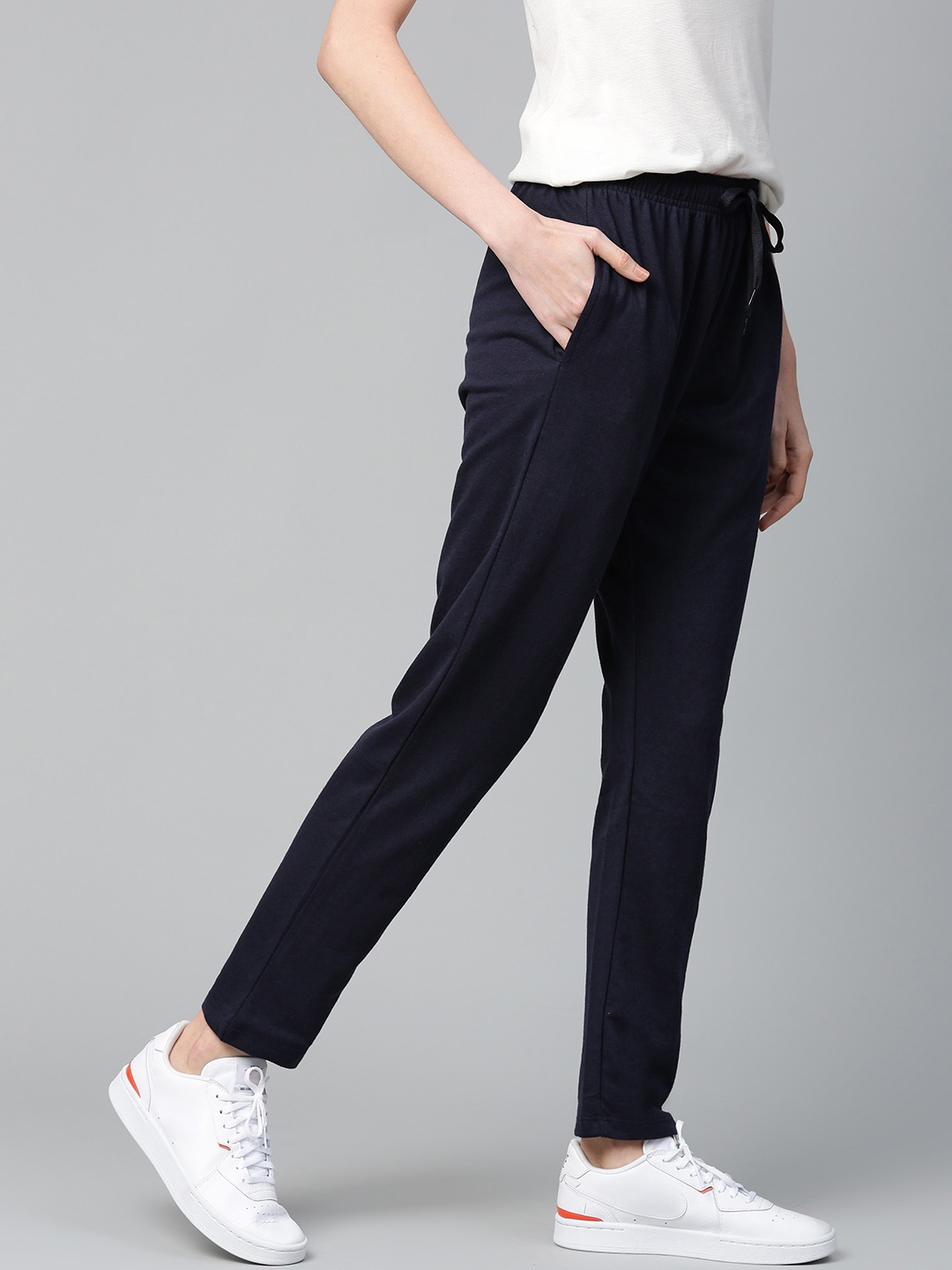 

Mast & Harbour Women Navy Blue Solid Track Pants
