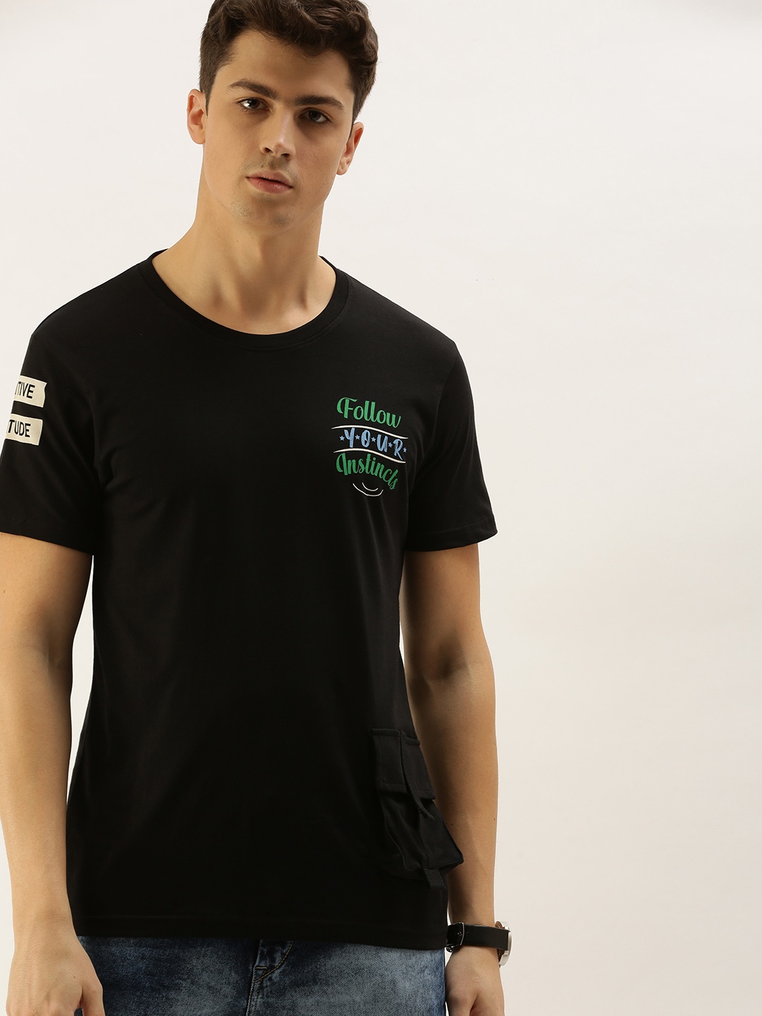 

Moda Rapido Men Black Solid Round Neck T-shirt