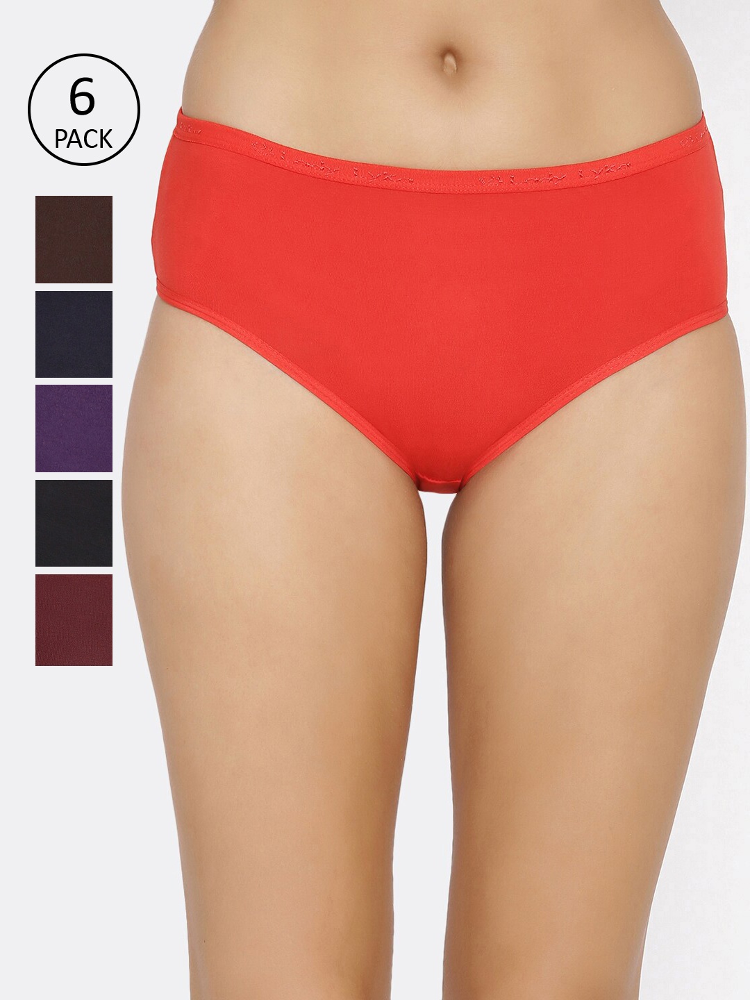 

Lady Lyka Women Pack Of 6 Solid Hipster Briefs FOLL-DARK, Maroon