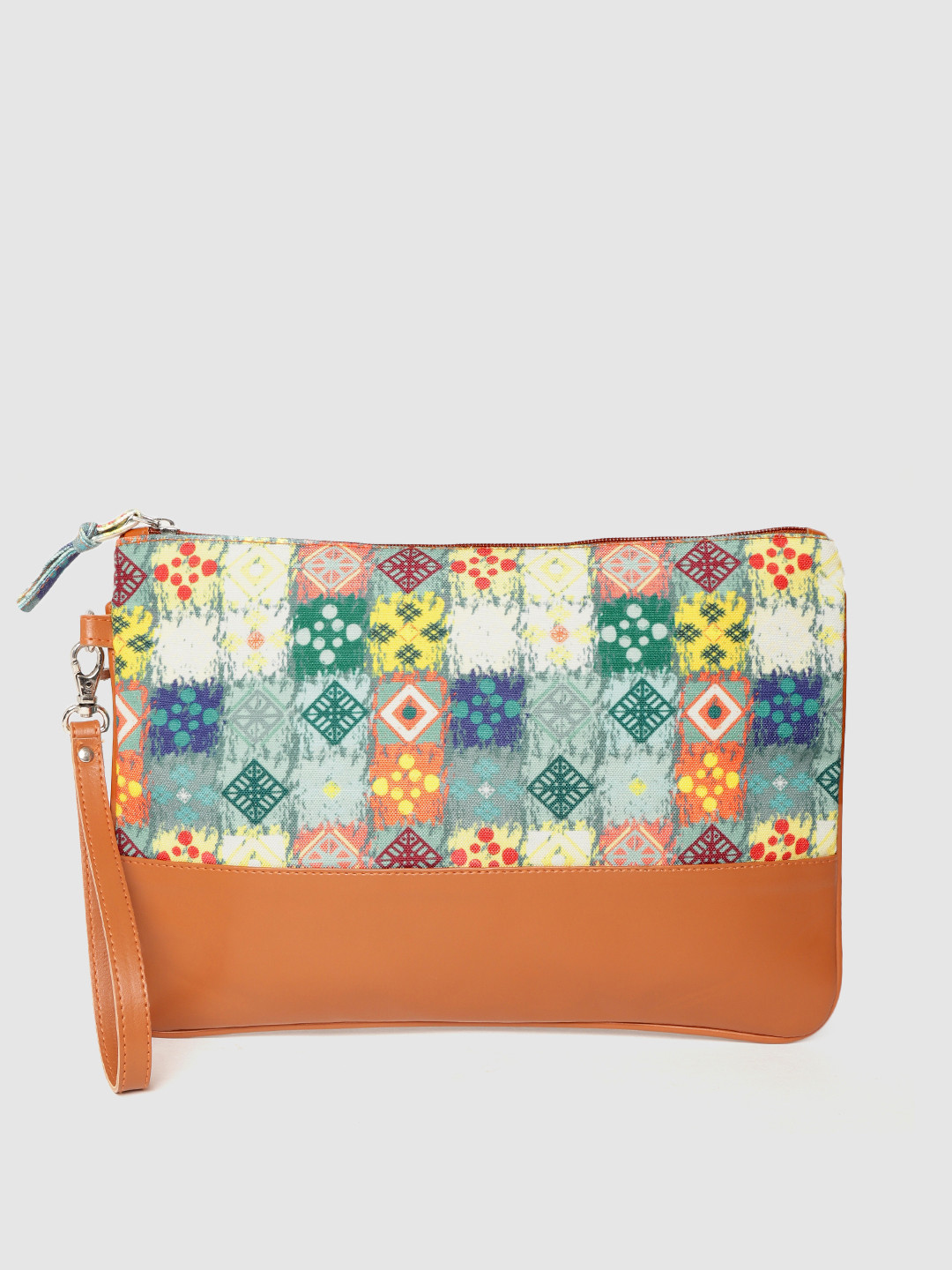 

Anekaant Women Green & Brow Graphic Print Cosmetic Pouch With Wrist Loop