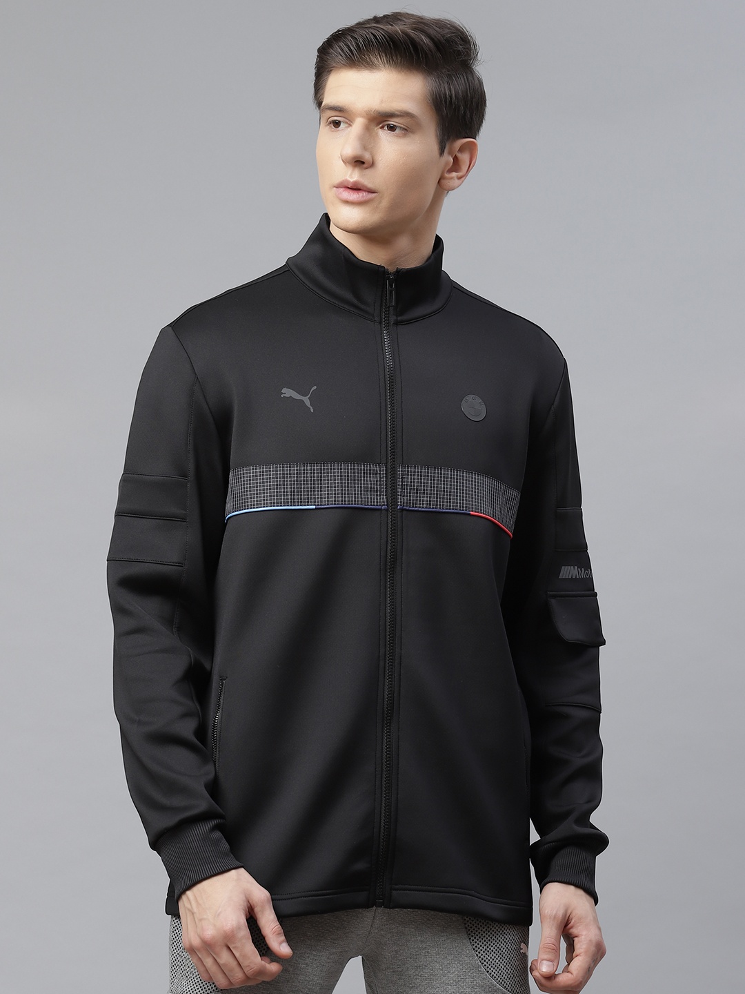 

PUMA Motorsport Men Black BMW M Motorsport Life Reflective Logo Solid Sweat Track MSP Jacket