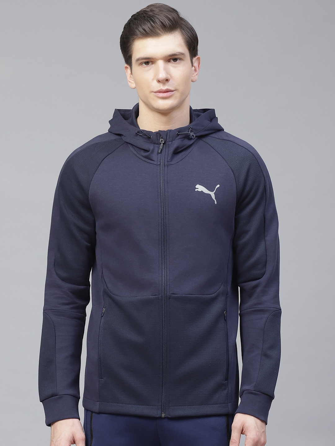 

Puma Men Navy Blue Evostripe Full-Zip dryCELL Slim Fit Hoodie