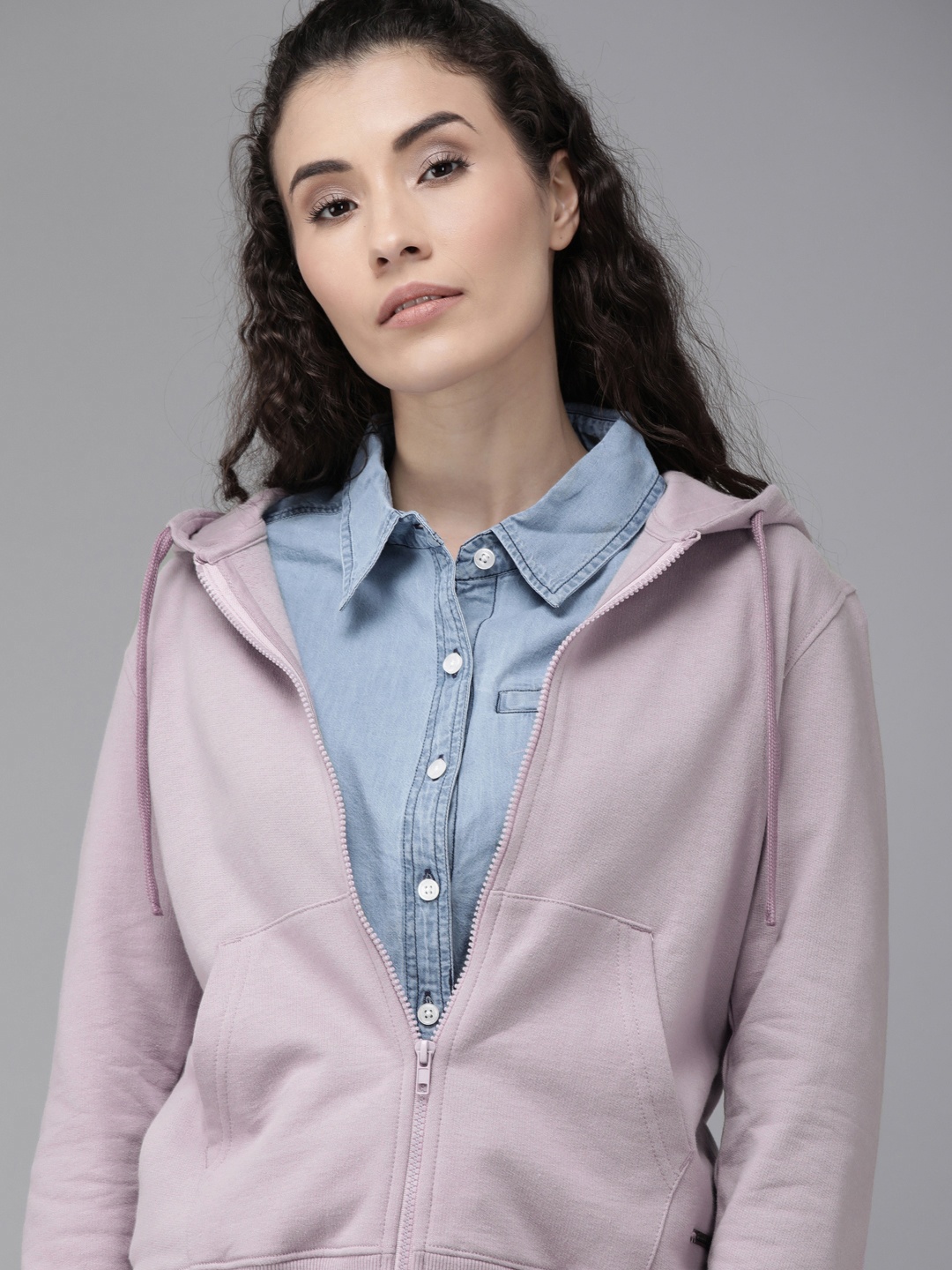 

Roadster GreenTurn Women Mauve Solid Hooded Recycled Poly Sustainable Sweatshirt